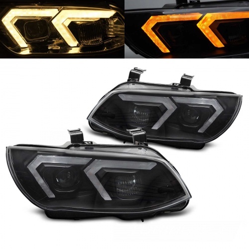 2 Phares xénon BMW Serie 3 E92 E93 LCI Angel Eyes jaune iconic 10-13 - Noir