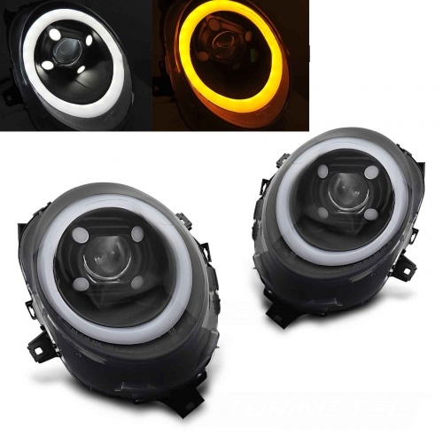 2 Phares Mini Cooper F55 F56 F57 - 14-17 - Noir Mat