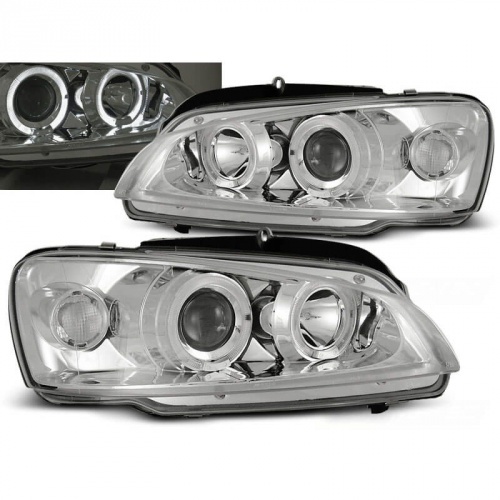 2 Phares avant Peugeot 106 Angel Eyes 96-03 - Chrome