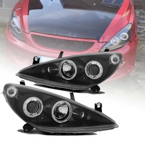 2 Phares avant Peugeot 307 01-05 Angel Eyes blanc - Noir