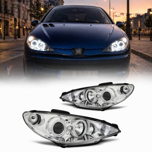 2 Phares avant Peugeot 206 Angel Eyes CCFL 02+ - Chrome