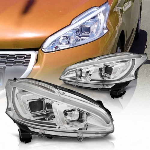2 Phares avant Peugeot 208 LTI LED look xenon - Chrome