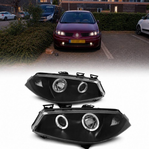 2 Phares avant Renault Megane 2 02-05 Angel Eyes LED - Noir