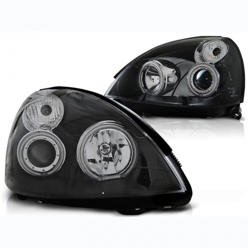 2 Phares avant Renault Clio 2 01-05 Angel Eyes LED - Noir