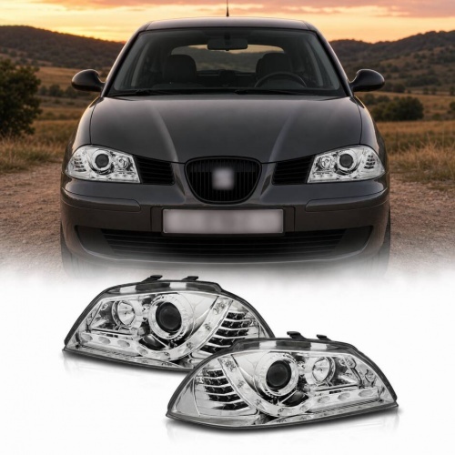 2 Phares SEAT Ibiza 6L - 02-08 - Dragon LED - cligno led - Chrome