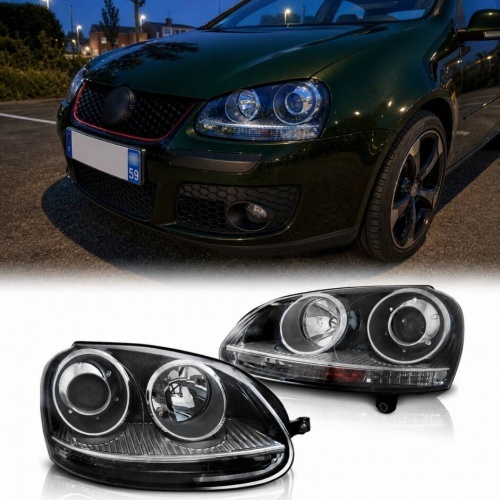 2 Phares avant VW golf 5 style GTI - Noir Chrome