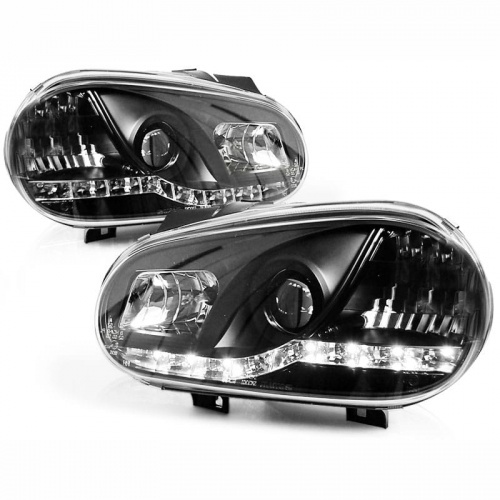 2 Phares avant VW GOLF 4 Devil Eyes LED - Noir