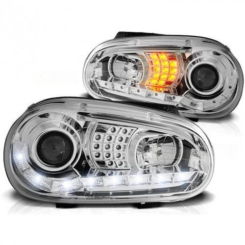 2 Phares VW GOLF 4 Dragon light LED - Chrome