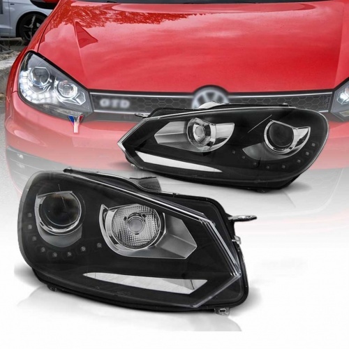 2 Phares avant VW GOLF 6 LED 08-12 Noir look xenon