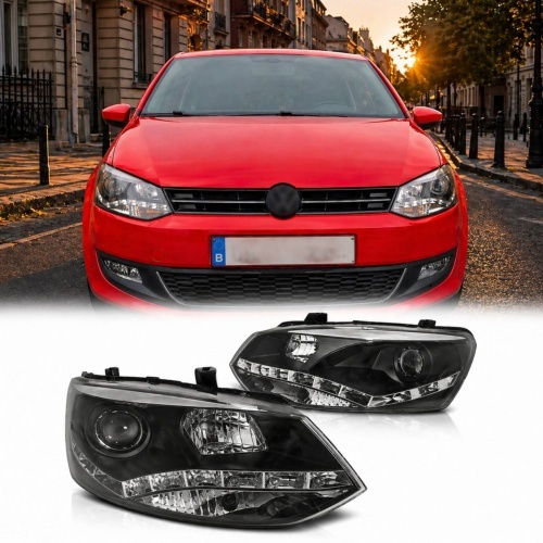 2 Phares avant VW Polo 6R 09-14 - Devil DRL LED - noir