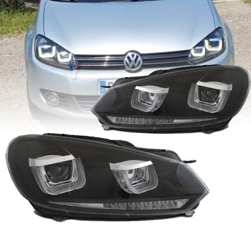 2 Phares avant VW GOLF 6 U-LED 08-13 noir - dynamiques