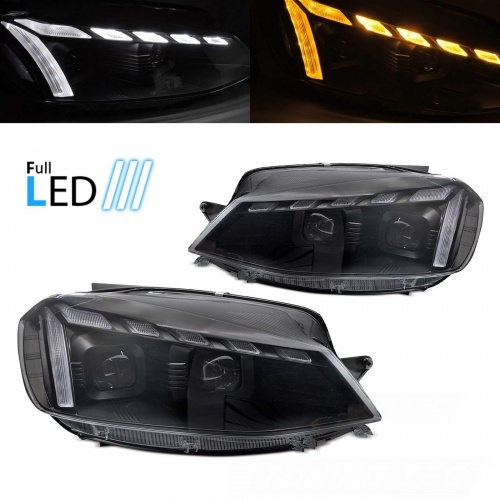 2 Phares fullLED avant VW Golf 7.5 phase 2 - Noir - Dynamiques