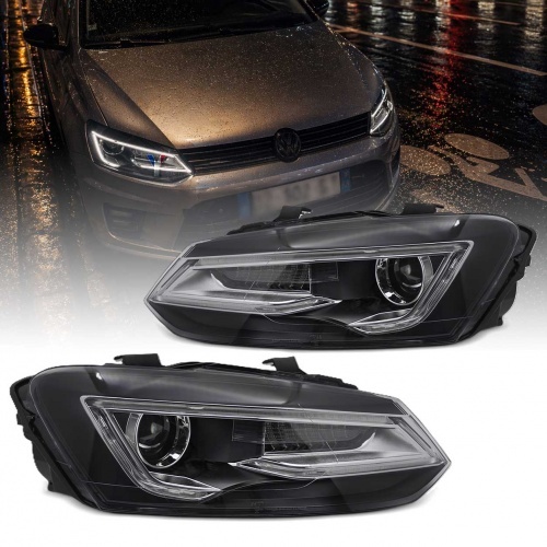 2 Phares VW Polo 6R 6C 10-17 - look Devil LED dynamiques - Noir