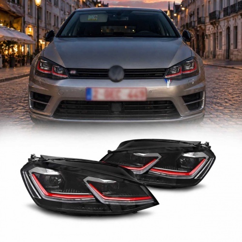 2 Phares avant VW Golf 7 12-17 - FullLED - look GTI - Noir - Dynamiques