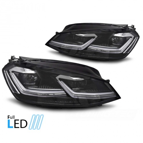 2 Phares avant VW Golf 7 12-17 - FullLED- Chrome Noir - Dynamiques