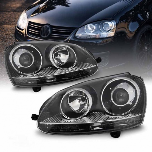 2 Phares avant VW golf 5 style GTI - Noir Chrome