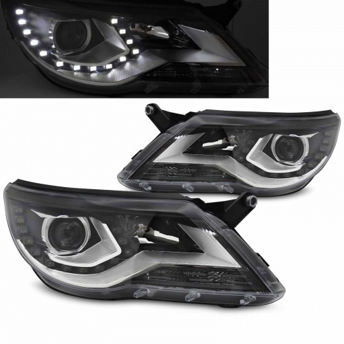 2 Phares halogene VW Tiguan 07-11 - Devil LED - Noir Chrome