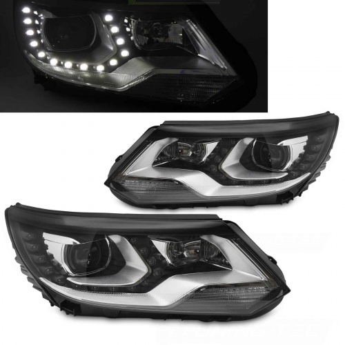 2 Phares halogene VW Tiguan 11-15 - Devil LED - Noir Chrome