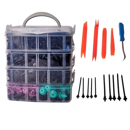 Kit clips de fixation auto Road-Teq 1180 pièces avec outils de démontage