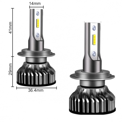 2 Ampoules LED H7 courtes ventilées 10000lumens 6000K - Blanc Pur