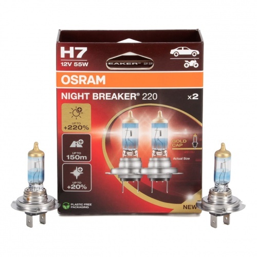 2 ampoules Osram H7 Night breaker 220 % 64210NB220-2HB