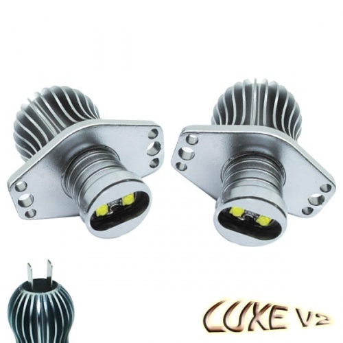 Pack Ampoule LED 25Watts anneaux LUXE V2 angel eyes BMW E90 E91 - Blanc