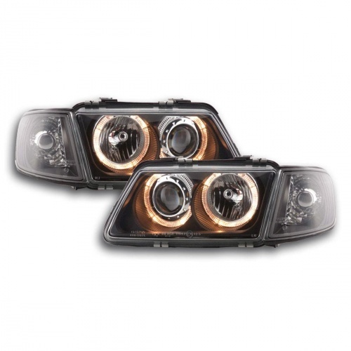 2 Phares avant Audi A3 8L Angel Eyes - Noir