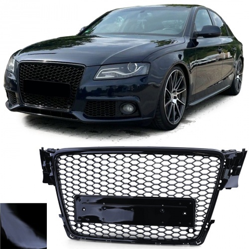 Grille calandre Audi A4 B8 08-11 - noir laque - look RS4