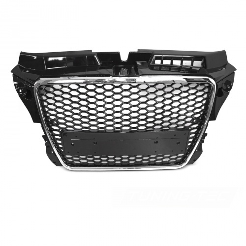 Grille calandre Audi A3 8P 08-12 - Nid d'abeille RS3 - Noir Chrome laqué