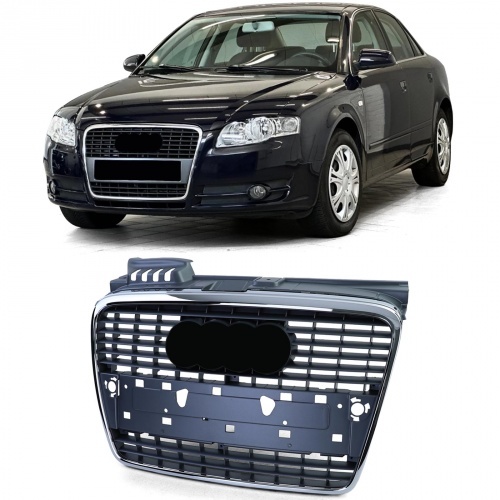 Grille calandre Audi A4 B7 04-08 - noir chrome - look sline - PDC