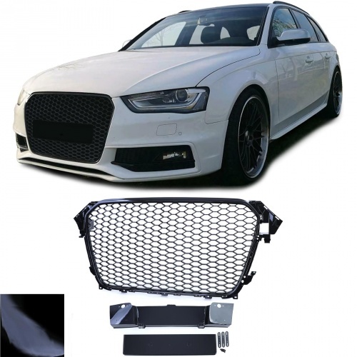 Grille calandre Audi A4 B8 8K facelift 11-15 - Noir brillant - look RS4