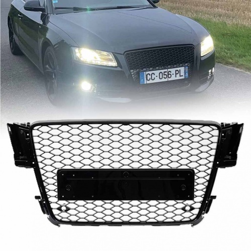 Grille calandre Audi A5 07-11 - look RS5 - Noir Laqué PDC