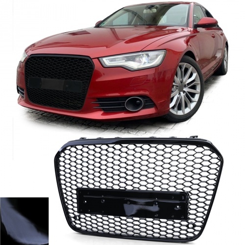 Grille calandre Audi A6 C7 4G 10-14 - Noir brillant - look RS6