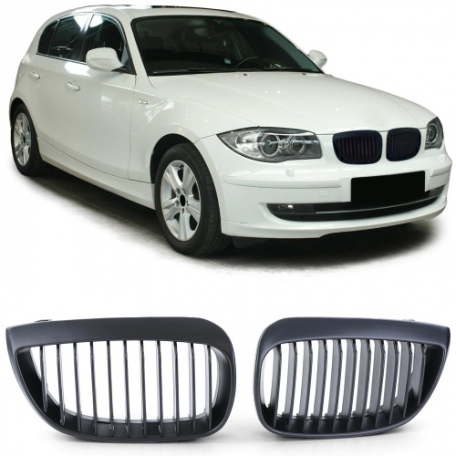 Grilles calandre BMW Serie 1 E81  E87 04-07 - Noir Mat