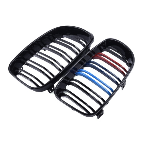 Grilles calandre BMW Serie 1 E81 E87 LCI  08-11 look couleur M - Noir brillant