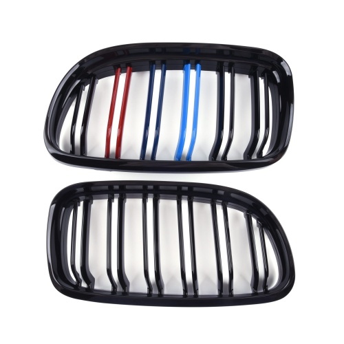 Grilles calandre BMW Serie 3 E90 E91 LCI 08-12 look couleur M - Noir Brillant