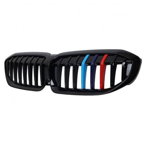 Grilles calandre BMW Serie 3 G20 G21 look couleur M - 18-22 - Noir Brillant