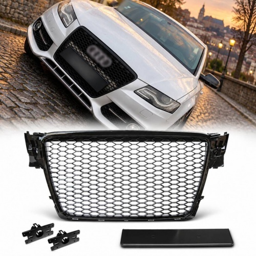Grille calandre Audi A4 B8 08-11 - noir laque - look RS4