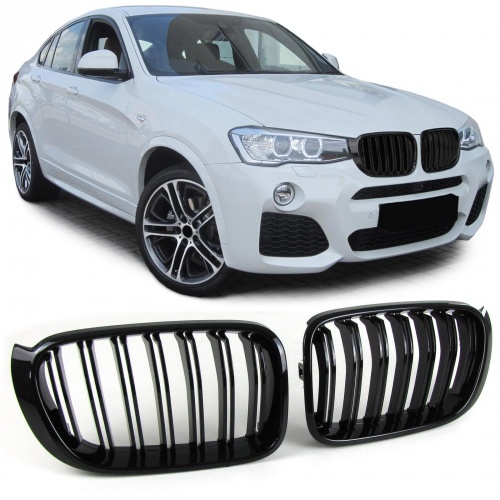 Grilles calandre BMW X3 F25 LCI - X4 F26 - Noir brillant - look M