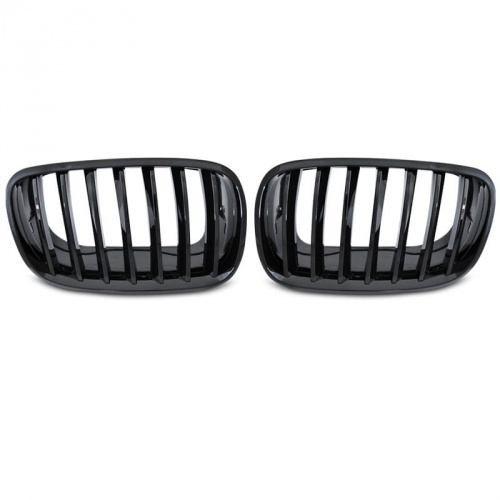 Grilles calandre BMW X5 E70 - X6 E71 07-13 - Noir Brillant look Mperf