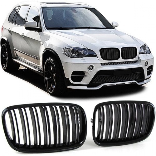 Grilles calandre BMW X5 E70 - X6 E71 07-13 - Noir Brillant look M