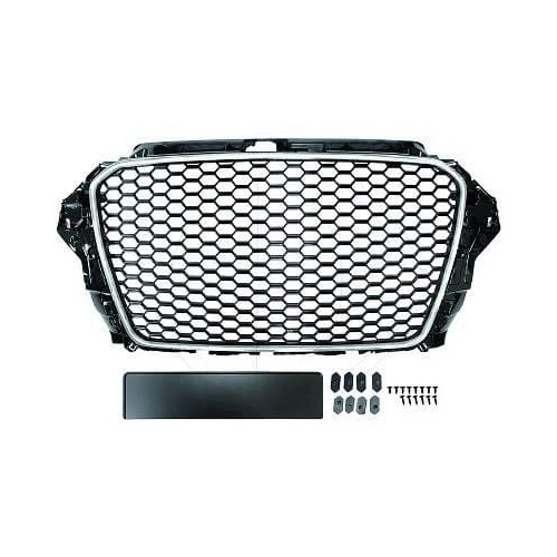 Grille calandre Audi A3 8V - look RS3 - Noir Chrome