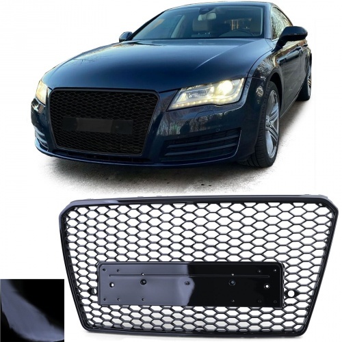 Grille calandre Audi A7 C7 4G 10-14 - Noir brillant - look RS7