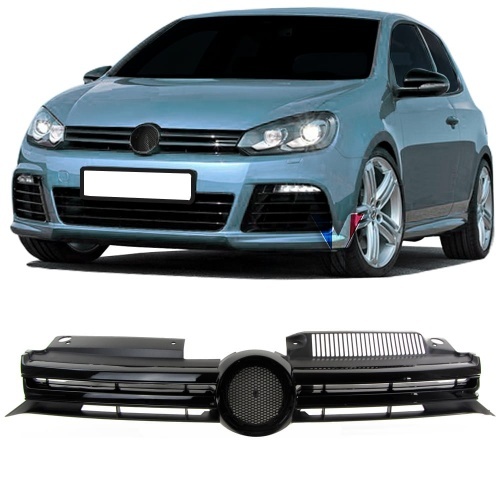 Grille calandre VW Golf 6 (VI) - look R - FullBlack - Noir