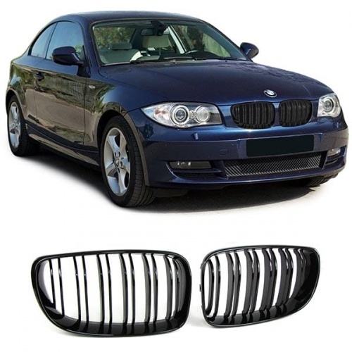 Grilles calandre BMW Serie 1 E81  E87 08-11 look M - Noir brillant