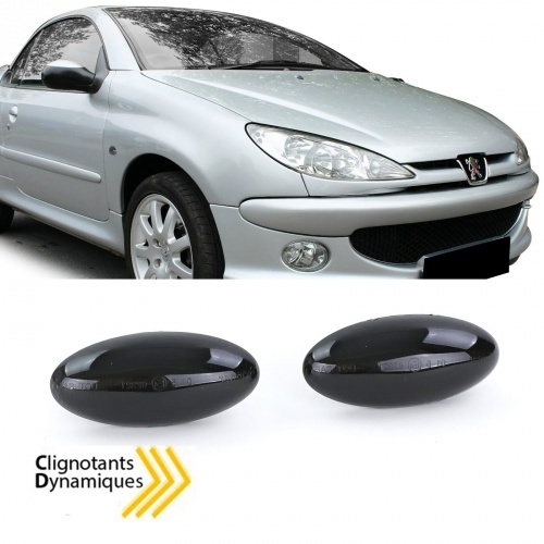 2 Clignotants d'aile dynamiques LED Peugeot 107 206 307 407 607 Noir