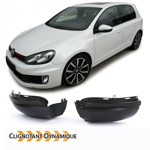 2 Clignotants retro dynamiques LED VW Golf 6 Touran 10-15 - Noir