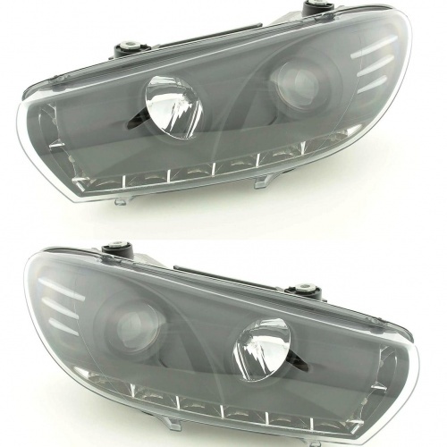 2 Phares avant VW Scirocco Devil Eyes LED 08-14  - Noir