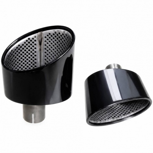 2 Embouts d'échappement look Sport pour Audi A4 B9 15-19 - Noir brillant