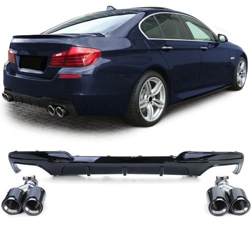 Kit Diffuseur Echappement BMW serie 5 F10 F11 - 4 tubes carbone - Brillant